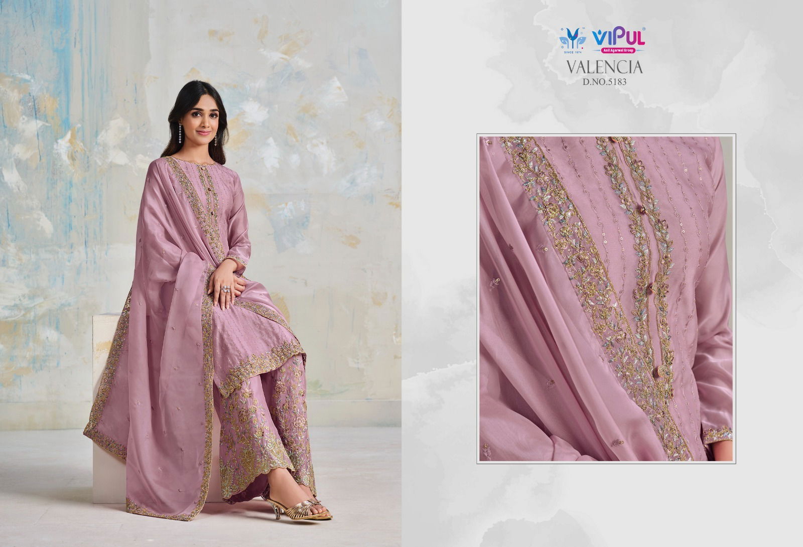 Valencia By Vipul Organza Heavy Designer Salwar Suits Catalog